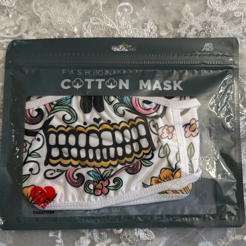 American Bling (AB) Fashion Cotton Mask - Multicolor Skull Design